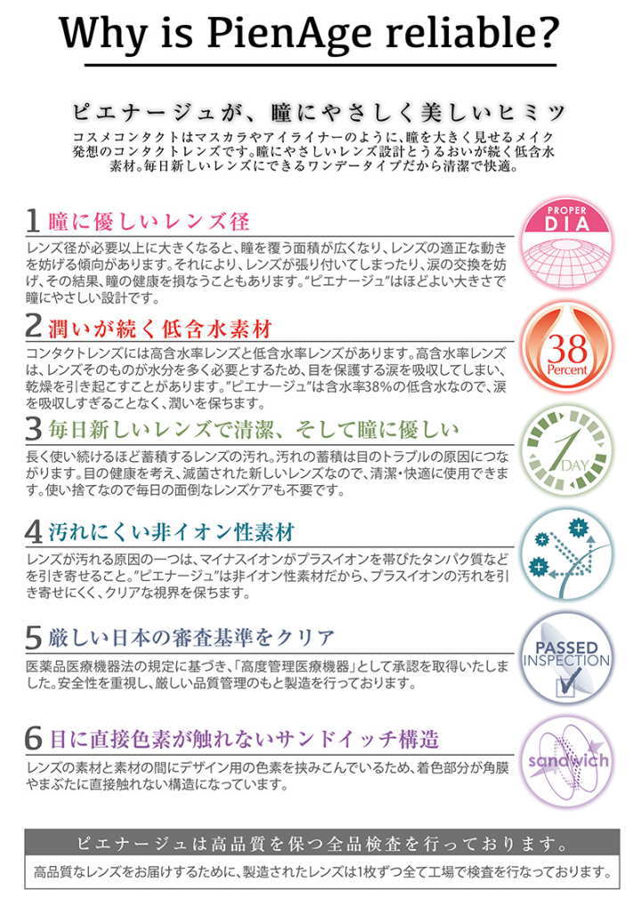 ピエナージュ30枚入りの特徴